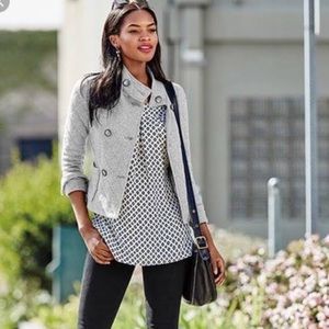 Cabi silver gray quilted jacket coat